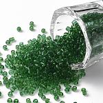 Perles de rocaille en verre, transparent , ronde, verte, 12/0, 2mm, Trou: 1mm, environ 30000 perles / livre