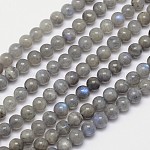 Labradorita natural hebras de perlas reronda, 6mm, agujero: 1 mm, aproximamente 59~62 pcs / cadena, 15.5 pulgada