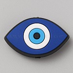 Cuentas de plástico de pvc de mal de ojo, azul, 18x29.5x9mm, agujero: 3.5 mm