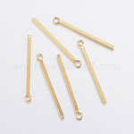 304 Stainless Steel Pendants, Bar, Real 24K Gold Plated, 18x1.5x1.5mm, Hole: 2mm