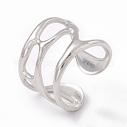 304 Stainless Steel Wide Hollow Open Cuff Ring for Women RJEW-G275-02P