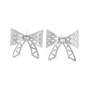Серьги-гвоздики из латуни с полым бантом EJEW-Q811-16P