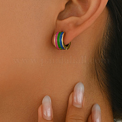 Серьги-кольца из нержавеющей стали в полоску IH2588-3