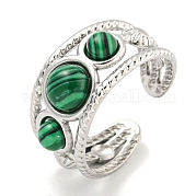 304 anello in acciaio inossidabile con malachite sintetica G-Z056-06P-03