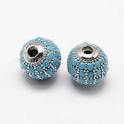 Круглые латунные микро проложить кубического циркония бусы ZIRC-L053-25P