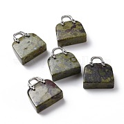 Латунные подвески из яшмы из натуральной драконьей крови KK-E274-01P-06