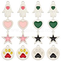 DICOSMETIC 44pcs 11 Colors Stainless Steel Heart Shape Enamel Charms Colorful Metal Heart Charms Mini Heart Beads Enamel Charms
