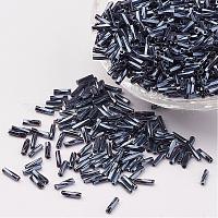 Glass Bugle Beads, Silver Lined, Gold, 1.8~2.2x1.8~2mm, Hole: 0.8~0.9mm,  about 15000pcs/pound