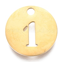 UNICRAFTALE 10pcs Number 0~9 Charm Golden Metal Pendants Stainless Steel Charms Lucky Numbers Smooth Charms 1.8mm Hole Dangle