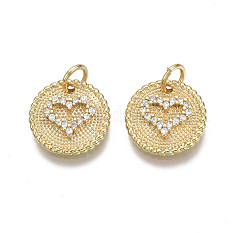 Brass Micro Pave Clear Cubic Zirconia Charms X-KK-R133-034G-NF