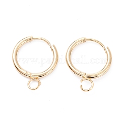 201 orecchini a cerchio huggie in acciaio inossidabile, con anello orizzontale e perno in acciaio chirurgico inossidabile 316, vero placcato oro 24k, 17x14.5x1.8mm, Foro: 2.5 mm, ago :1mm