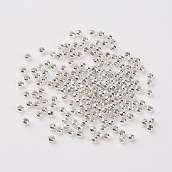 Perlas de espaciador de hierro, redondo, color plateado, 3 mm de diámetro, 3 mm de espesor, agujero: 1.2 mm