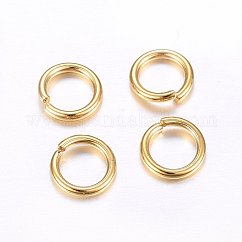Anillos de salto abiertos de acero inoxidable 304, redondo, real 24k chapado en oro, 6x1.2mm, 17 diámetro, diámetro interior: 4 mm