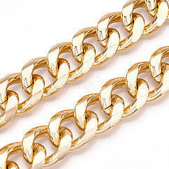 Aluminium-Panzerketten mit Facettenschliff, Bordsteinketten mit Diamantschliff, ungeschweißte, Licht Gold, 23.5x19x5 mm