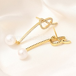 Серьги-гвоздики с латунным покрытием и прозрачным кубическим цирконием&nbsp;EJEW-H143-23G