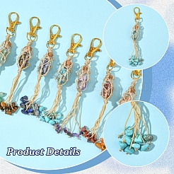 7 pz decorazioni pendenti con pietre preziose naturali e sintetiche&nbsp;HJEW-FS00053