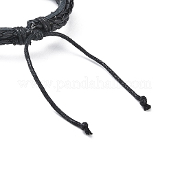 Braccialetti multifilo a triplo strato in pelle PU e cordoncini cerati&nbsp;BJEW-G709-03B