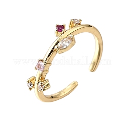 Манжеты из латуни с микро паве кубический цирконий для женщин&nbsp;RJEW-H247-09G