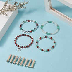 Stretch-Armbandset aus natürlichem Karneol (gefärbt und erhitzt)&nbsp;BJEW-JB09182