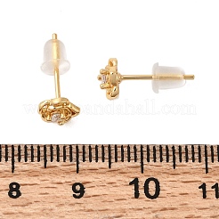 Серьги-гвоздики из латуни с микро-паве и прозрачным фианитом&nbsp;EJEW-P331-05G