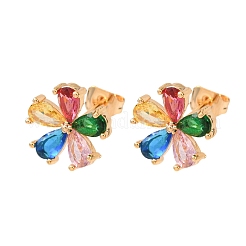 Orecchini da donna in ottone con micro pavé di zirconi cubici&nbsp;KK-CBACC01-06G