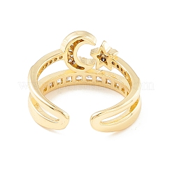 Кольцо-манжета с луной и звездой из прозрачного кубического циркония&nbsp;RJEW-K235-02G