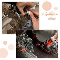 4 пара шнурков из полиэстера 4 цветов с леопардовым принтом&nbsp;DIY-FH0009-68