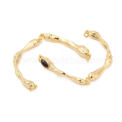 Латунные подвески-соединители с изогнутой планкой и натуральным тигровым глазом&nbsp;KK-P302-08G