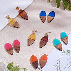 16 pièces 8 styles pendentifs en résine transparente et bois de noyer&nbsp;RESI-SZ0001-84