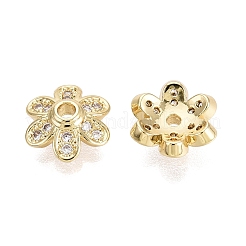 Capuchons de perles en zircone cubique transparent micro pave en laiton&nbsp;KK-Q071-08G-02
