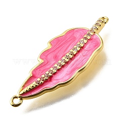 Латунные микропаве прозрачные кубические цирконии эмалированные подвески-листочки для соединения&nbsp;KK-V011-25G-F