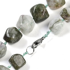 Gefärbte natürliche weiße Jade-Imitation Turmalin-Nuggets Perlenketten für Frauen Männer&nbsp;NJEW-K388-01K