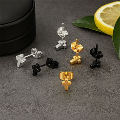 12 шт. 3-х цветные латунные серьги-гвоздики&nbsp;EJEW-GO0003-10