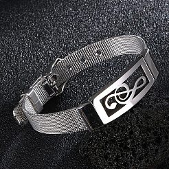 Bracelets en acier inoxydable étoile/note de musique pour femmes et hommes&nbsp;PW-WG7B597-01