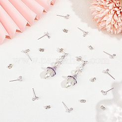 12 шт. фурнитура для сережек-гвоздиков из латуни с микропрозрачным кубическим цирконием в форме бриллианта&nbsp;KK-BBC0012-75