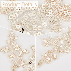 4 par de apliques de encaje bordado con lentejuelas de poliéster&nbsp;DIY-GF0013-81B