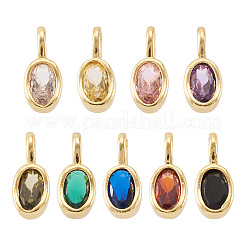 9 ciondolo ovale in ottone con micro pavé di zirconi cubici in 9 colori&nbsp;KK-TA0008-29