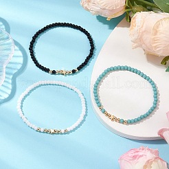 3шт 3-х цветный набор из стеклянных бусинок с эластичным браслетом для женщин&nbsp;BJEW-JB11373-02