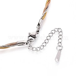 Ожерелья из витой круглой цепочки-змейки и цепочки Boston Link толщиной 2.5 мм из двухцветной нержавеющей стали 304&nbsp;NJEW-N058-15GPRG