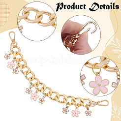 2 stücke legierung emaille rosa blume charme aluminium tasche dekorative ketten&nbsp;HJEW-BBC0001-29