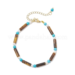 Браслеты из натурального тигрового глаза и синтетической бирюзы для женщин&nbsp;BJEW-JB12027-03