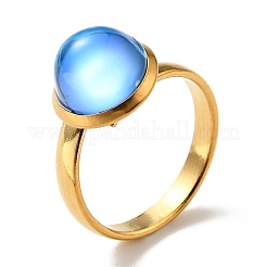 Anillo de dedo redondo plano de vidrio k9&nbsp;RJEW-G253-02A-G