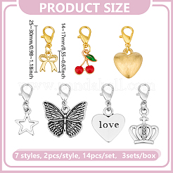 14 шт. 7 стиля подвески для обуви из сплава&nbsp;HJEW-GO00225