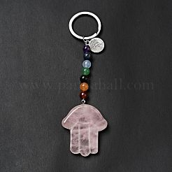 Porte-clés chakra quartz rose naturel&nbsp;KEYC-F034-01G