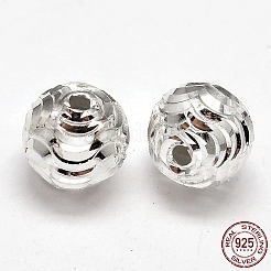 Suposición cortados 925 plata esterlina abalorios redondos&nbsp;STER-F012-08E