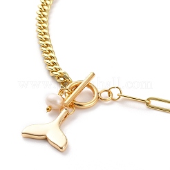 Collares con colgante de cola de pez de concha natural&nbsp;NJEW-JN03240-02