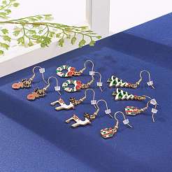 Boucles d'oreilles pendantes en alliage émaillé sur le thème de Noël&nbsp;EJEW-JE04460