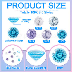 10 Stück 5 Farben Zirkonia-Cabochons&nbsp;ZIRC-TA0001-32