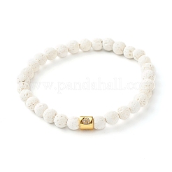 Bracciale elasticizzato rotondo con perline di roccia lavica naturale per donna ragazza&nbsp;BJEW-JB06973