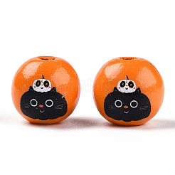 Perles européennes en bois sur le thème d'Halloween&nbsp;WOOD-N016-04L